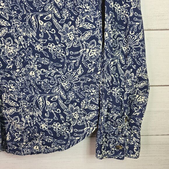 Maeve Button Down Blue Long Sleeve Shirt Blouse Floral Pattern Women’s Size 6 - Picture 3 of 8
